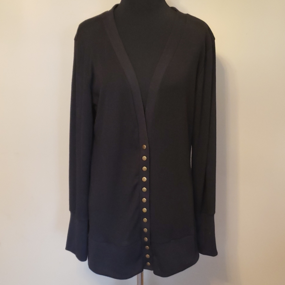 Black Cardigan with Gold Buttons